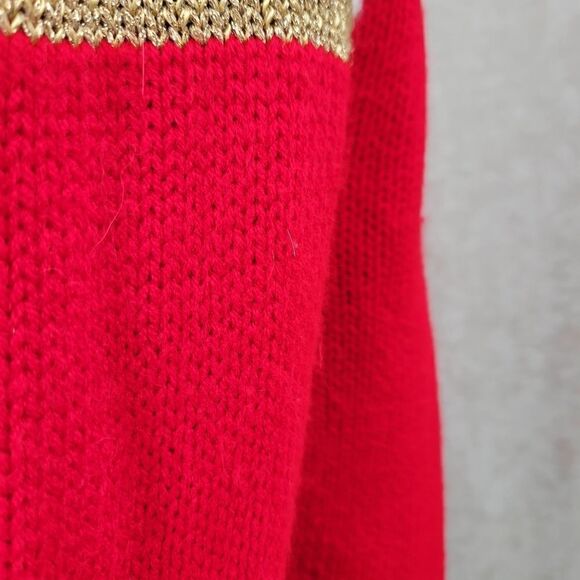 Dana Scott Vintage Red White and Gold Holiday Sweater with Angora Women's Medium - Picture 5 of 11